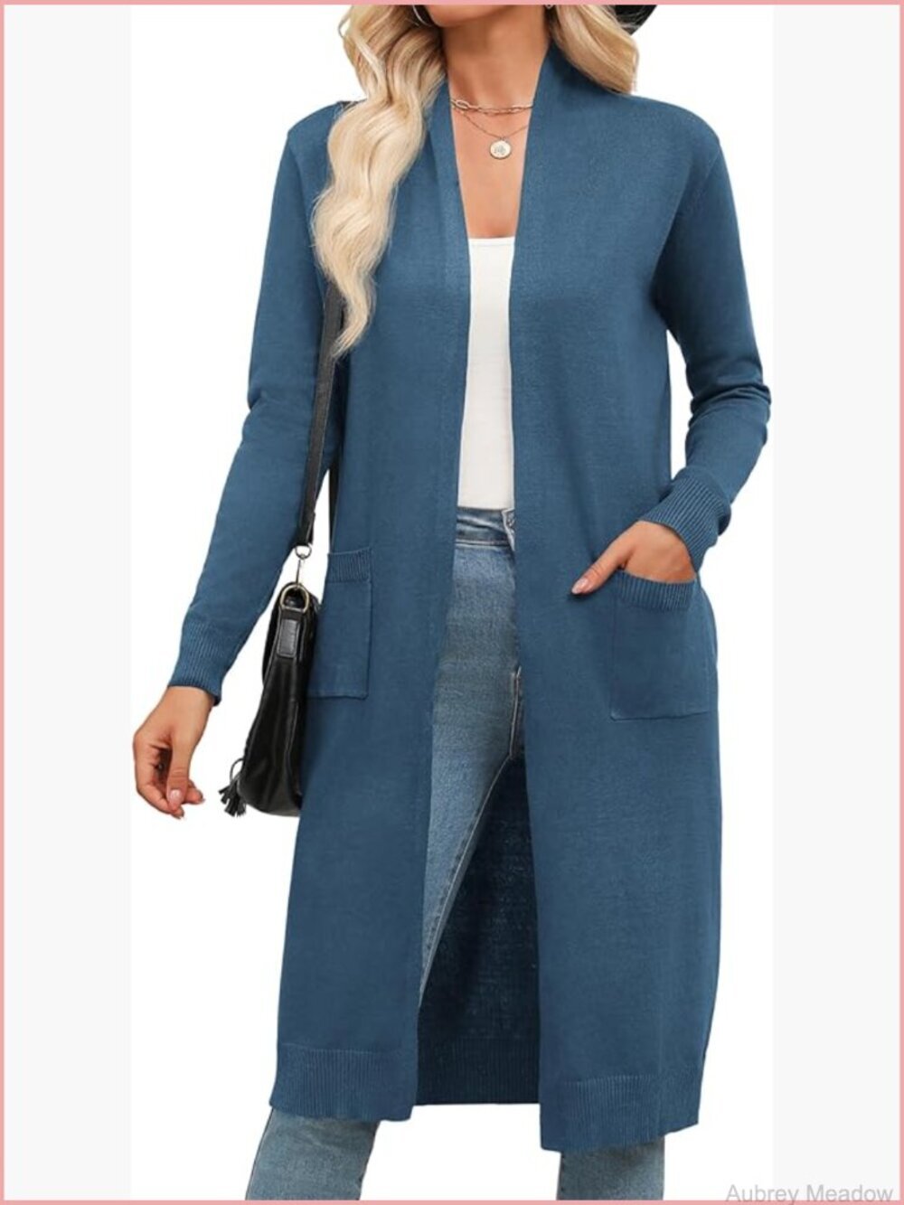 Lightweight Knit Duster Cardigan with Pockets Long Sleeve Open Front